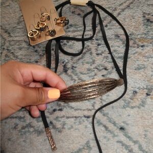 Boho necklace with matching rings